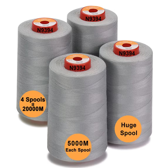 New brothread 4 Large Cones of Polyester Sewing Serger Quilting Thread - 5500Y (5000M) - Sliver