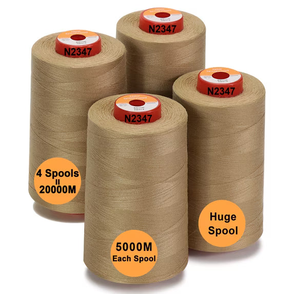 New brothread 4 Large Cones of Polyester Sewing Serger Quilting Thread - 5500Y (5000M) - Beige