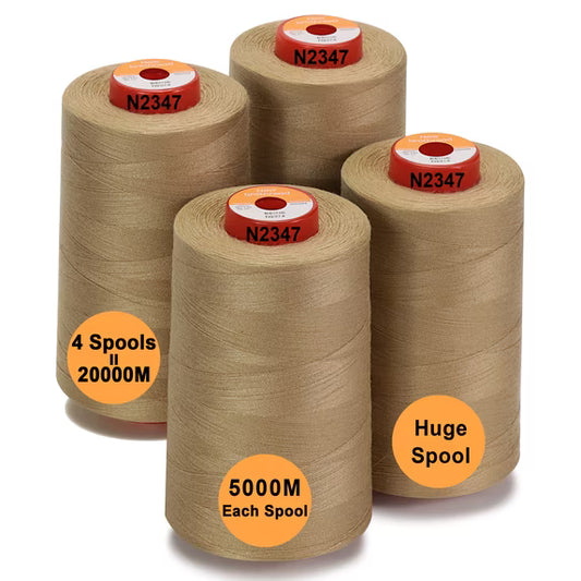 New brothread 4 Large Cones of Polyester Sewing Serger Quilting Thread - 5500Y (5000M) - Beige