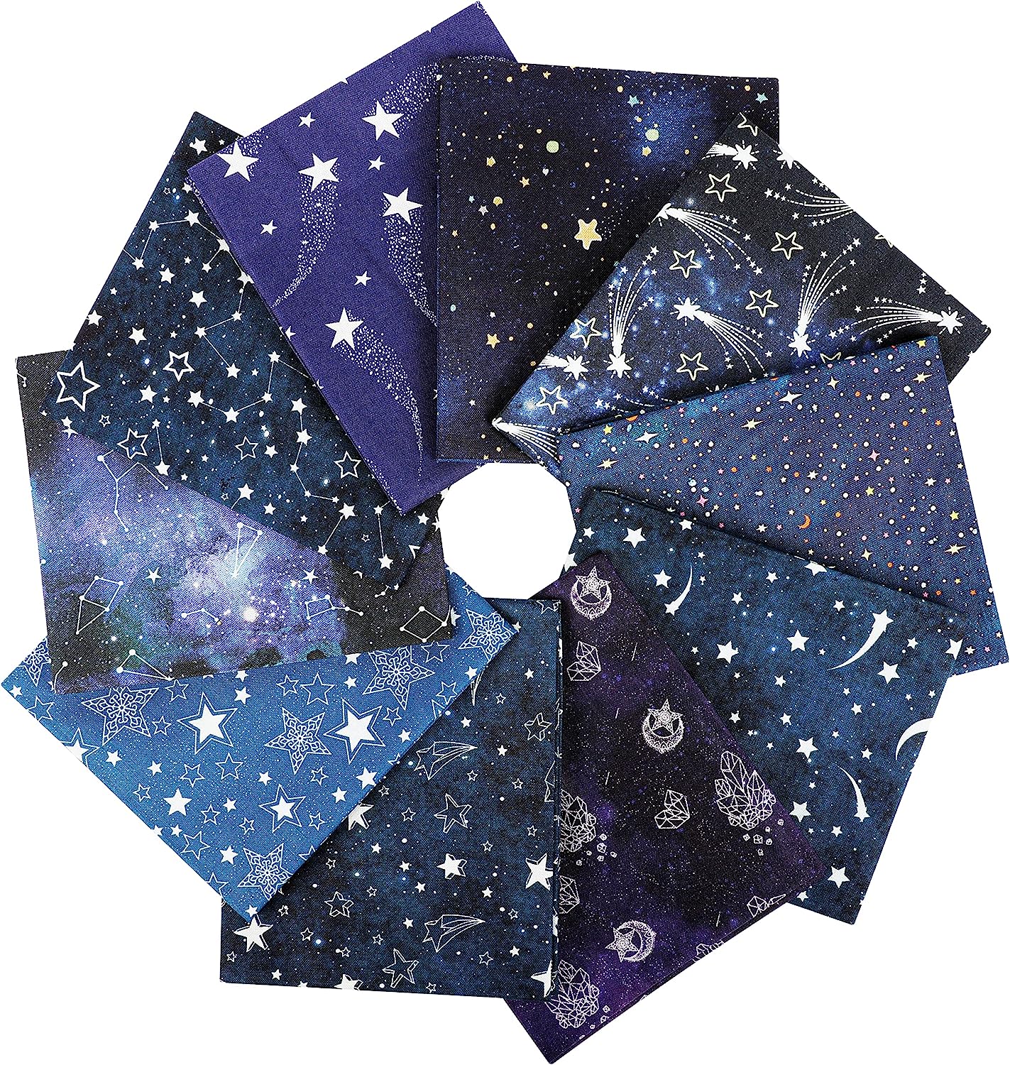  Hanjunzhao 100% Cotton Fat Quarters Fabric Bundles 18 x 22 inch  for Quilting Sewing Crafting (Universe Starry Sky)