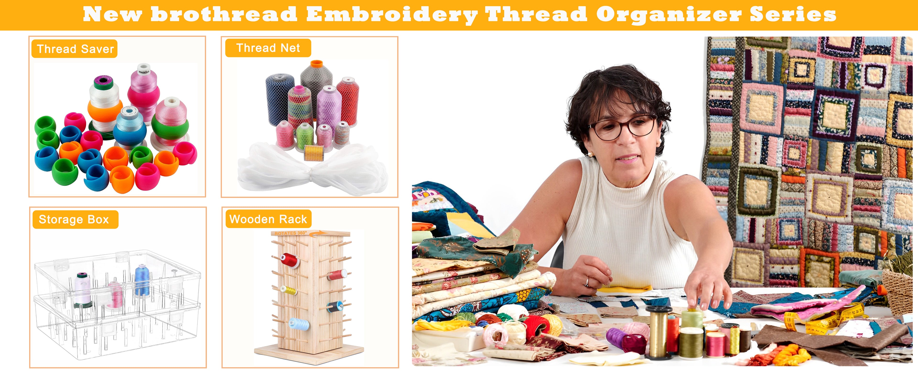 New brothread Double-Sided Storage Organizer/Box with Total 48 Adjustable  Compartments, Removable Dividers For Embroidery and Sewing Threads