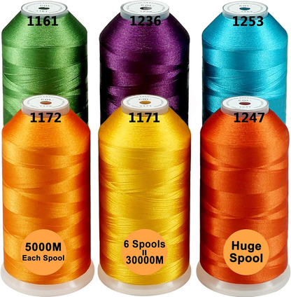 New brothreads - 40 Options- Various Assorted Color Packs of Polyester Embroidery Machine Thread Huge Spool 5000M for All Embroidery Machines