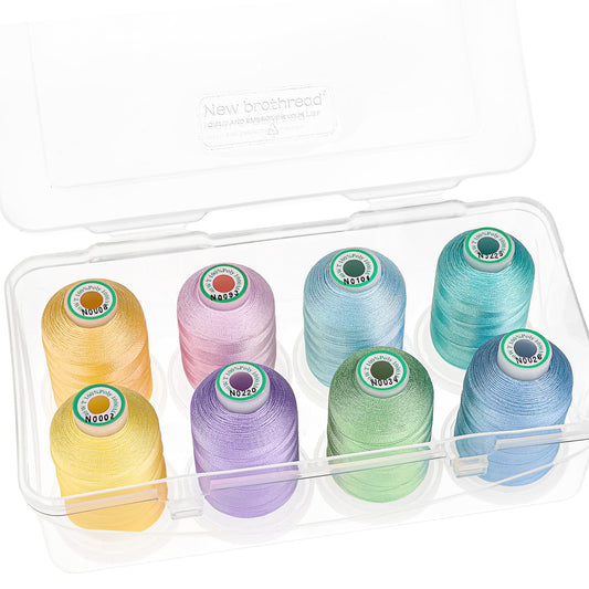 New brothread Polyester Embroidery Machine Thread 1000m Each with Clear Plastic Storage Box for Embroidery & Quilting