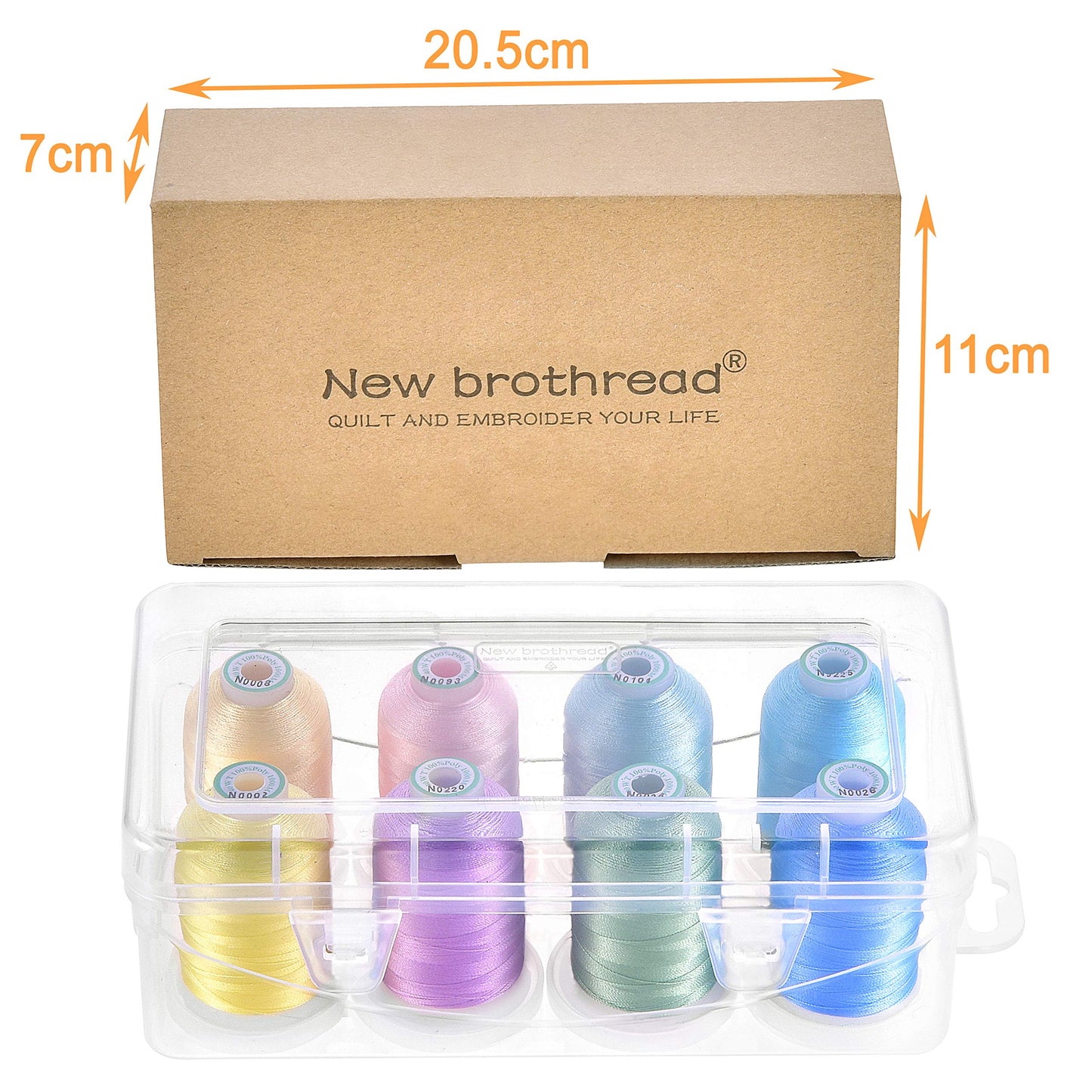 New brothread Polyester Embroidery Machine Thread 1000m Each with Clear Plastic Storage Box for Embroidery & Quilting