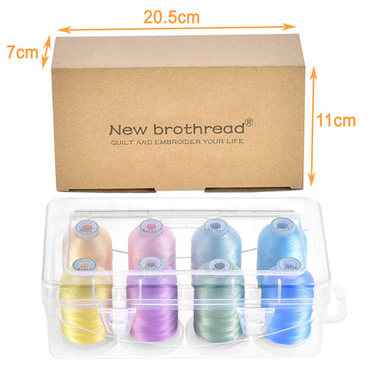 New brothread Polyester Embroidery Machine Thread 1000m Each with Clear Plastic Storage Box for Embroidery & Quilting