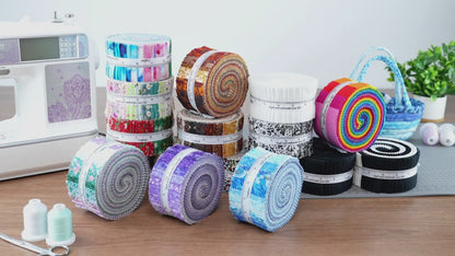 Craftido-18 Options-100% Cotton Jelly Roll Fabric Precut Strips for Quilting, Crafting, and Sewing, 40 Strips 2.5" x 44" Assorted Bundles for Rug, Quilt Project, DIY Craft and Home Decor