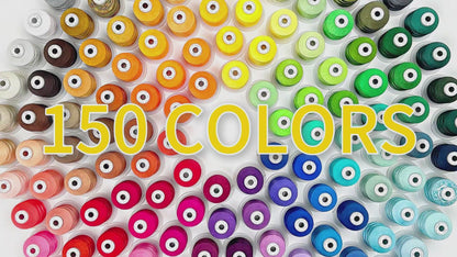 New brothread Embroidery Machine Thread Mega Kit 150 Colors Compatible with Brother & Janome Polyester Embroidery Thread 40WT 1000M/1100YD Each Spool for Home-Used & Commercial Embroidery Machines