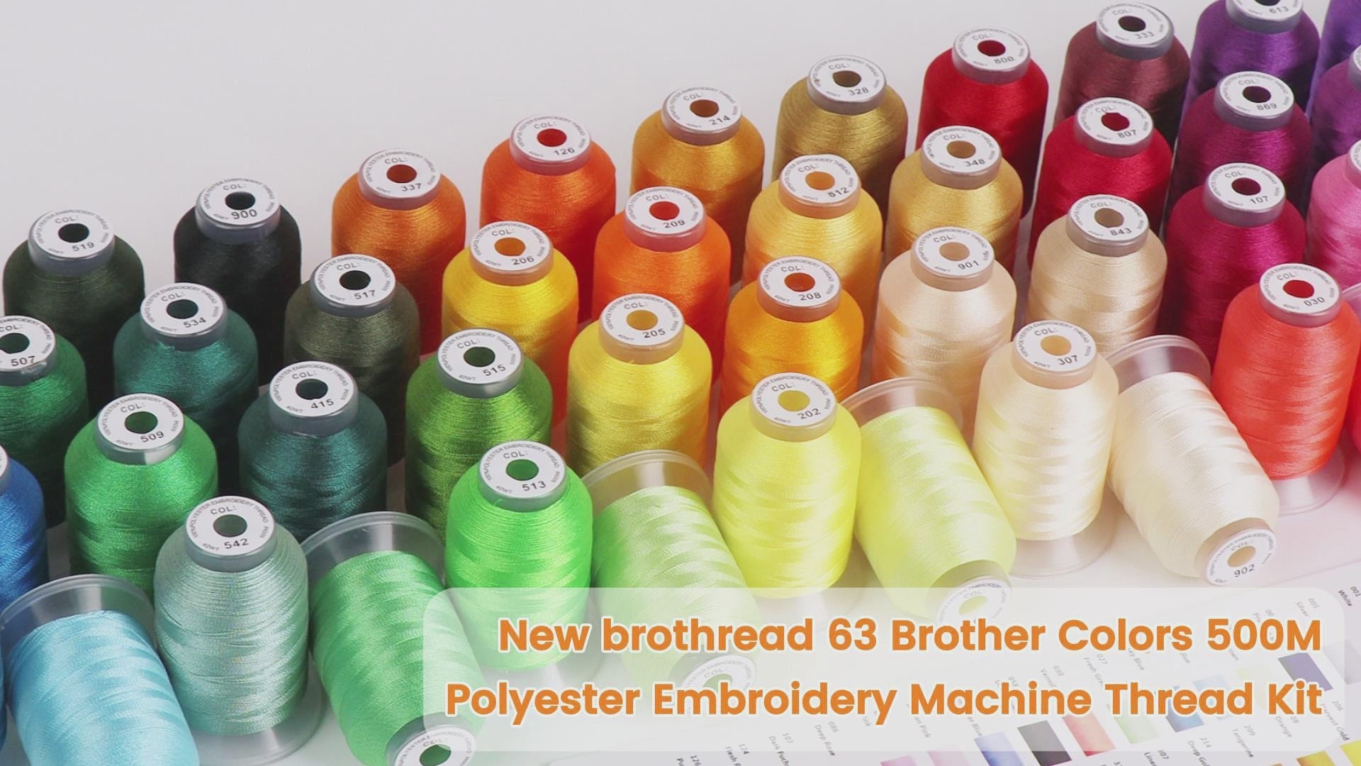 New brothread 63 Colours Polyester Machine Embroidery Thread Kit 500M