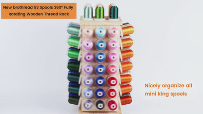 New brothread 93 Spools (DIY) 360° Fully Rotating Wooden Thread Rack/Thread Holder Organizer with Inner Storage Compartments for Sewing, Quilting, Embroidery, Hair-braiding and Jewelry