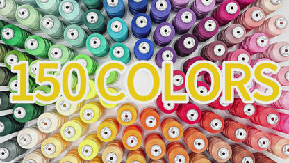 New brothread Embroidery Machine Thread 4000M/4400YD Each Spool Mega Kit 150 Vibrant Colors 40WT for Commercial, Industrial, Home-Used Embroidery Machines