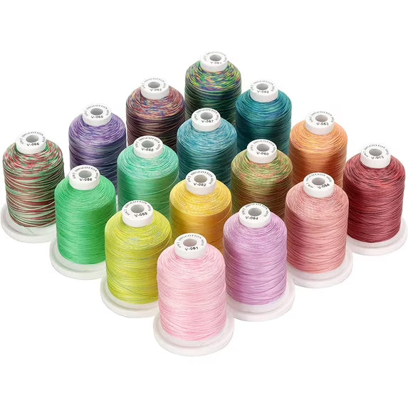 New brothread 16 Variegated Colors 100% Mercerized Cotton Thread 30WT 600M(660Y)