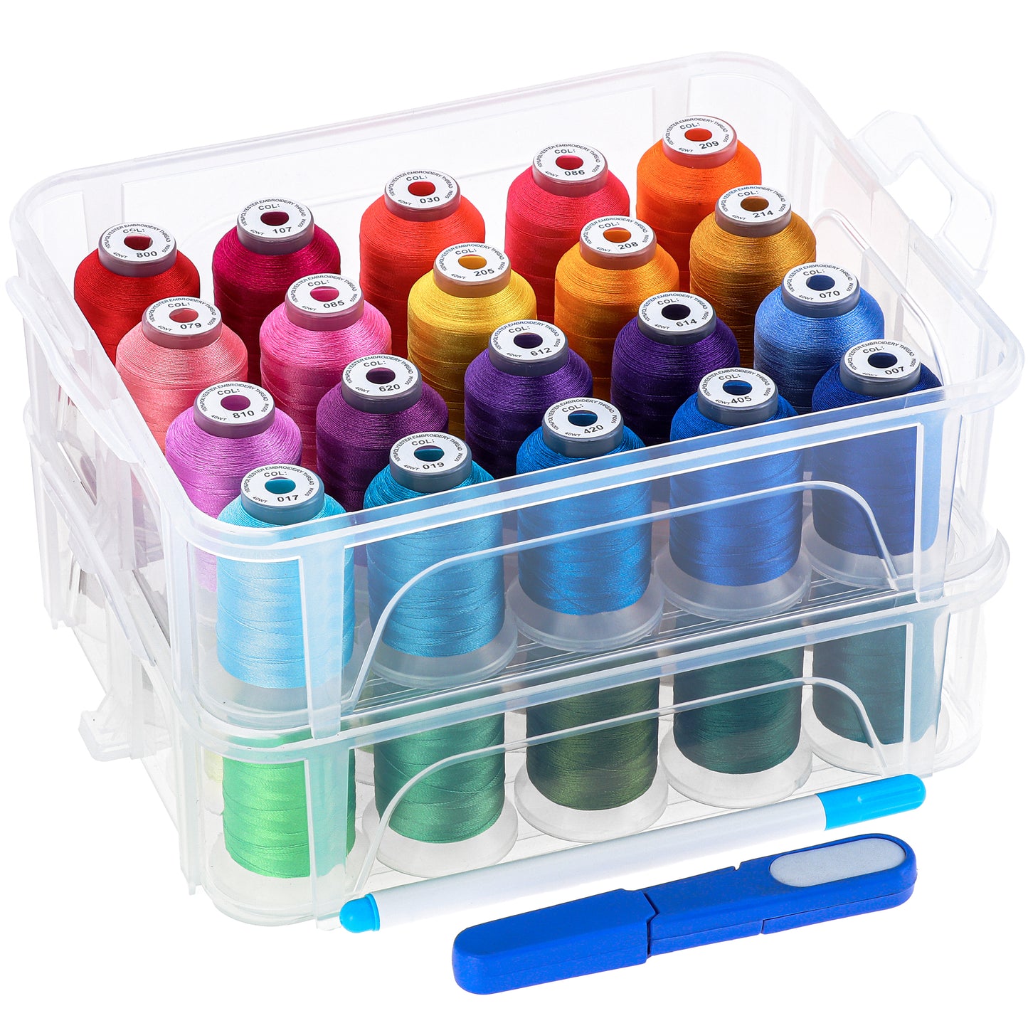 New brothread 40 Brother Colors 500m Each Embroidery Machine Thread with Clear Plastic Storage Box