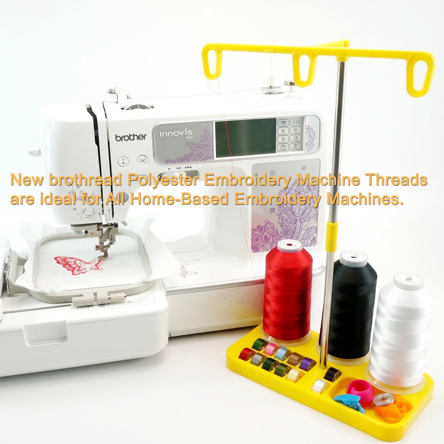 New brothread -32 Options- Various Assorted Color Packs of Polyester Embroidery Machine Thread Huge Spool 5000M for All Embroidery Machines - 3xWhite