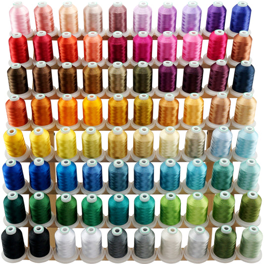 New brothread -32 Options- Various Assorted Color Packs of Polyester  Embroidery Machine Thread Huge Spool 5000M for All Embroidery Machines -  3xWhite
