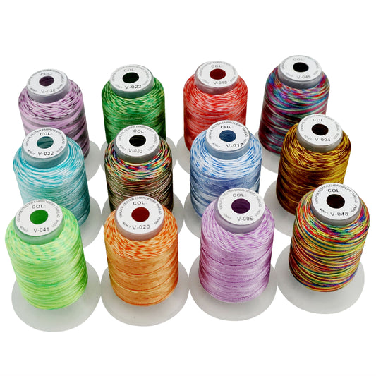 <transcy>New Brothread 12 Farben Buntes Polyester Stickmaschinengewindeset 500M</transcy>
