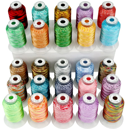 New Brothread 25 Colors Variegated Polyester Embroidery Machine Thread Kit 500M