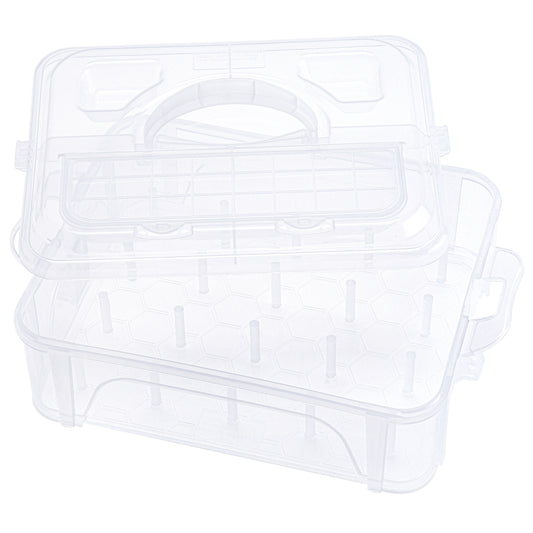 New brothread 1 Layer Stackable Clear Storage Box/Organizer for Holding 20 Spools Home Embroidery & Sewing Thread and Other Embroidery Sewing Crafts (Spool Size Requirement: H≤2.2"; W≤1.69")