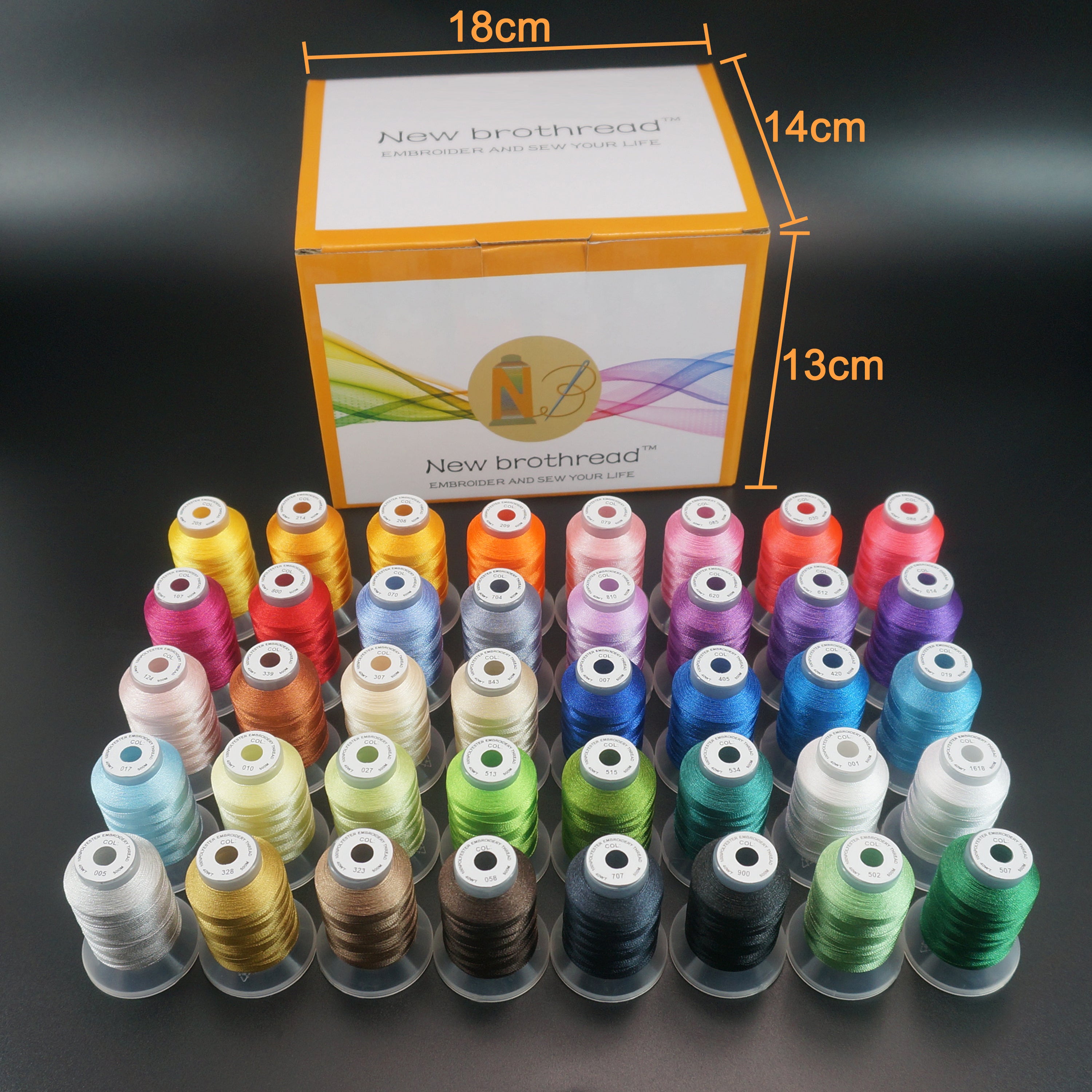 NEW Brothread 40 Spools Embroidery Thread NEW 2024 in Box with Color Chart