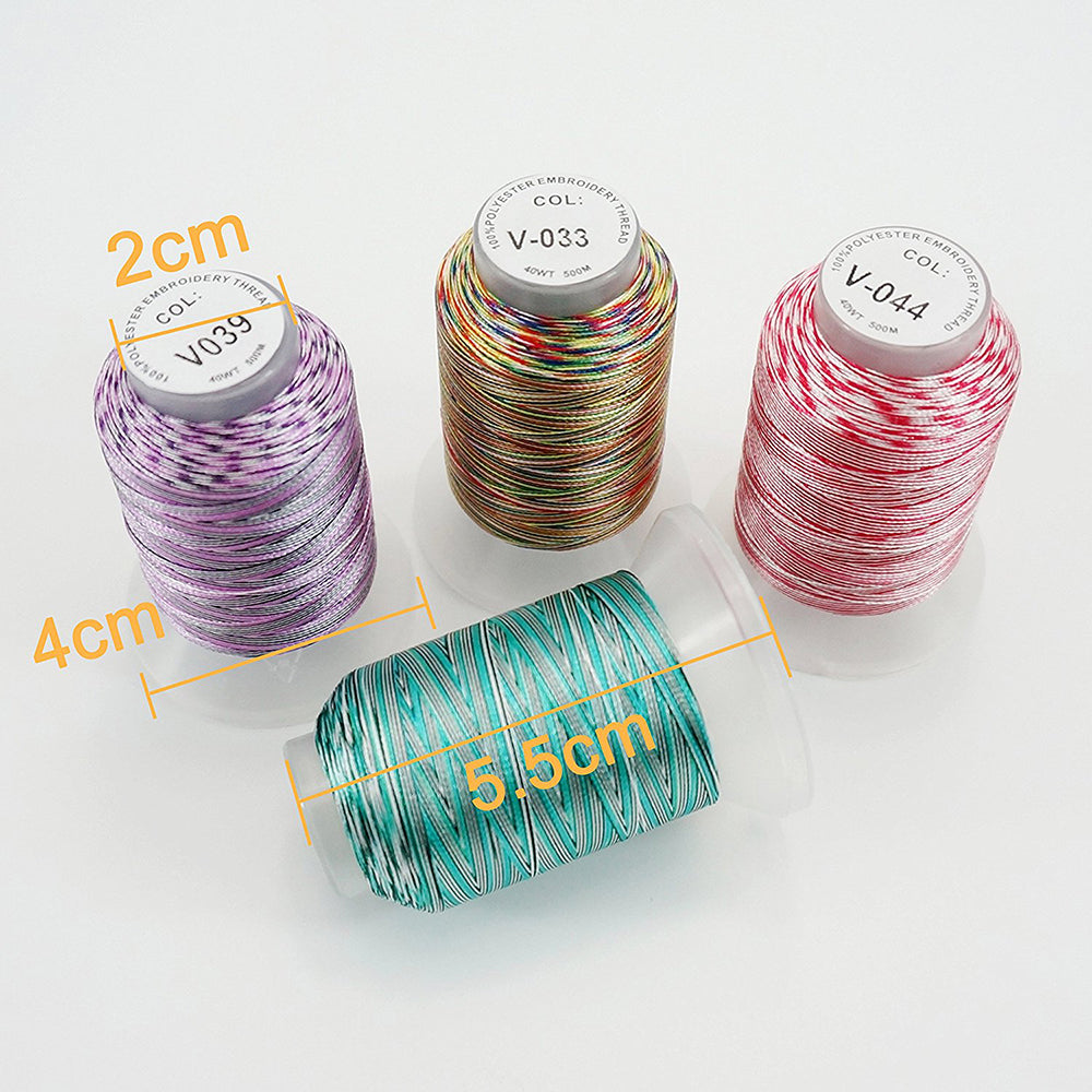 New Brothread 25 Colors Variegated Polyester Embroidery Machine Thread Kit 500M