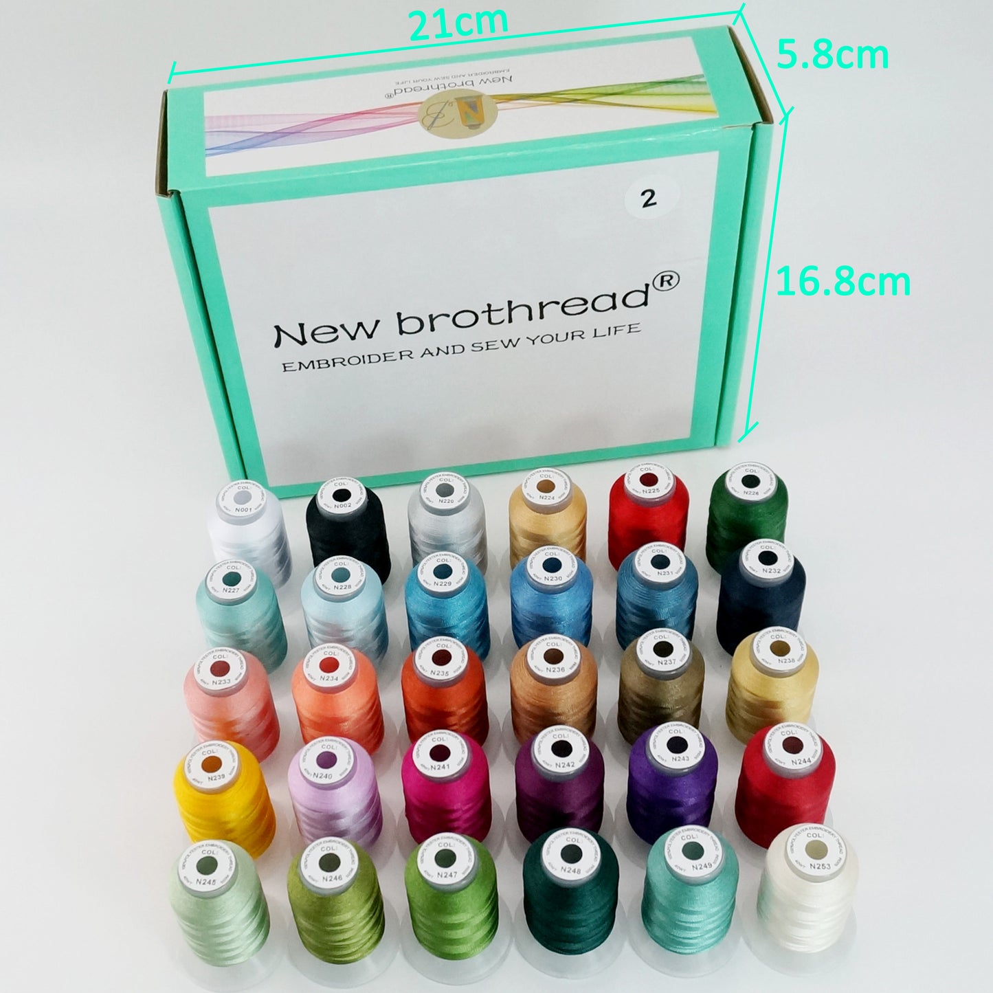 New brothread 30 Colors Polyester Embroidery Machine Thread Kit 500M (550Y) Each Spool - Colors Compatible with Janome and Robison-Anton Colors