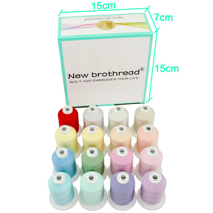 New brothread 16 Pastel Colors Multi-Purpose 100% Mercerized Cotton Threads 30WT(50S/3) 600M(660Y) Each Spool