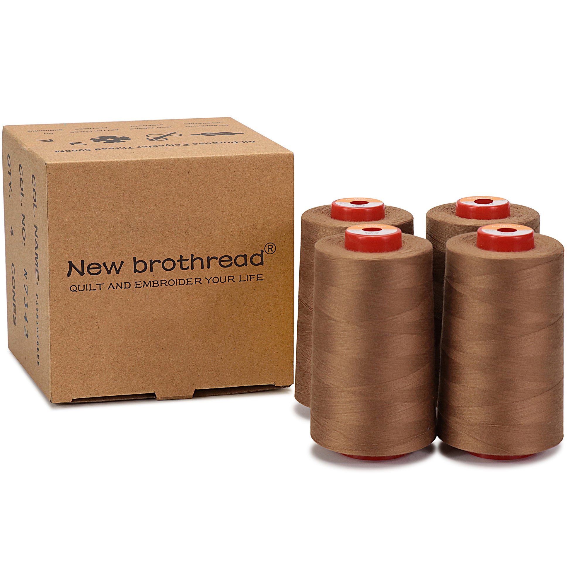 Serger Thread Cone IZO All Purpose Brown 4 pack 6000 YDs each Col 627