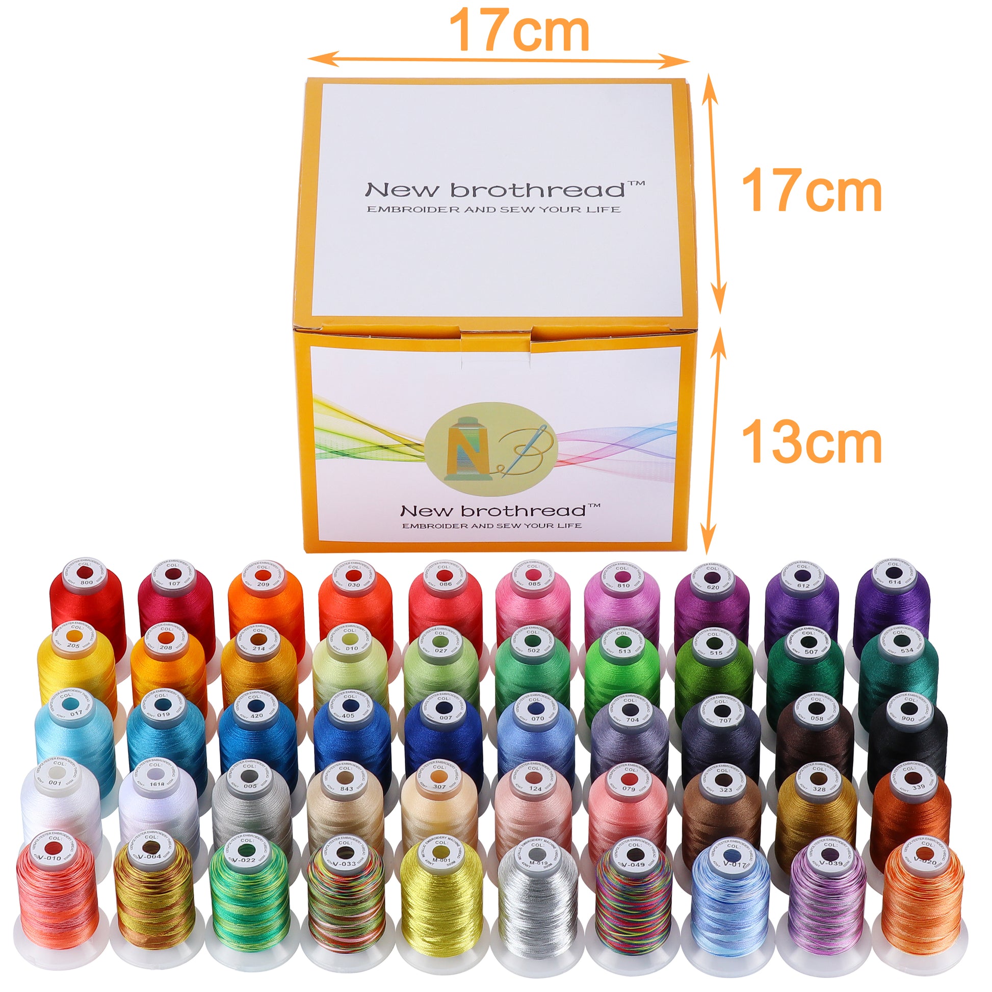 New brothreads 40 Brother Colors Polyester Machine Embroidery Thread Kit  500M Each for Home-Based Embroidery and Sewing Machine