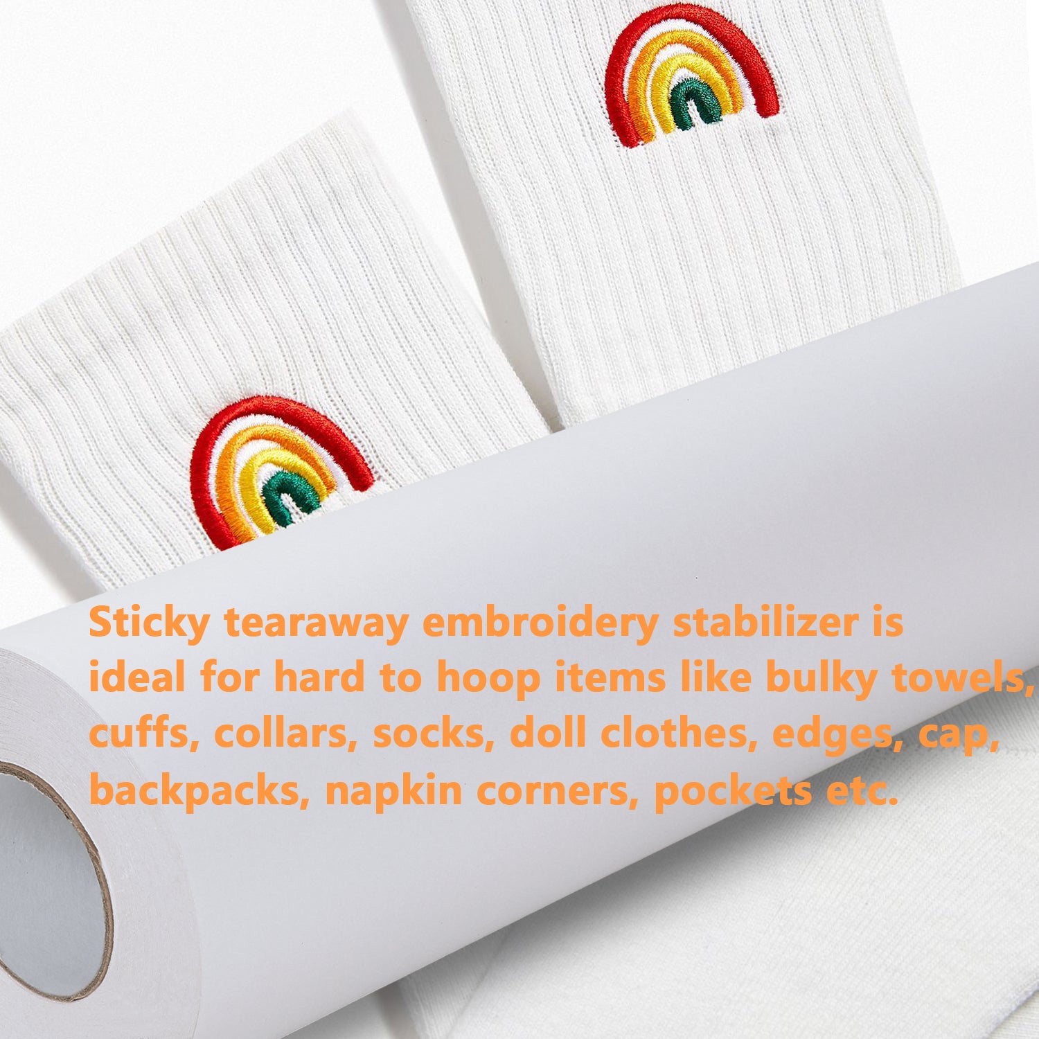 Self-Adhesive Sticky Tear-Away Embroidery Stabilizer Backing - 50 Precut  Sheets
