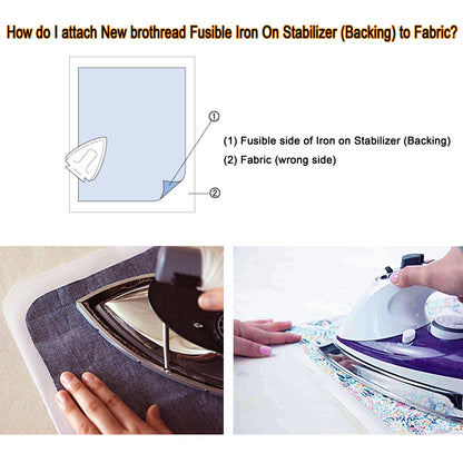 New brothread Fusible Iron on Tear Away Machine Embroidery Stabilizer Backing 12" x 25 Yd roll - Medium Weight 1.8 oz