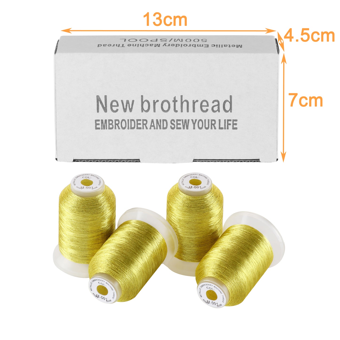 New brothread 4 Gold Metallic Embroidery Machine Thread Kit 500M (550Y) Each Spool for Computerized Embroidery and Decorative Sewing