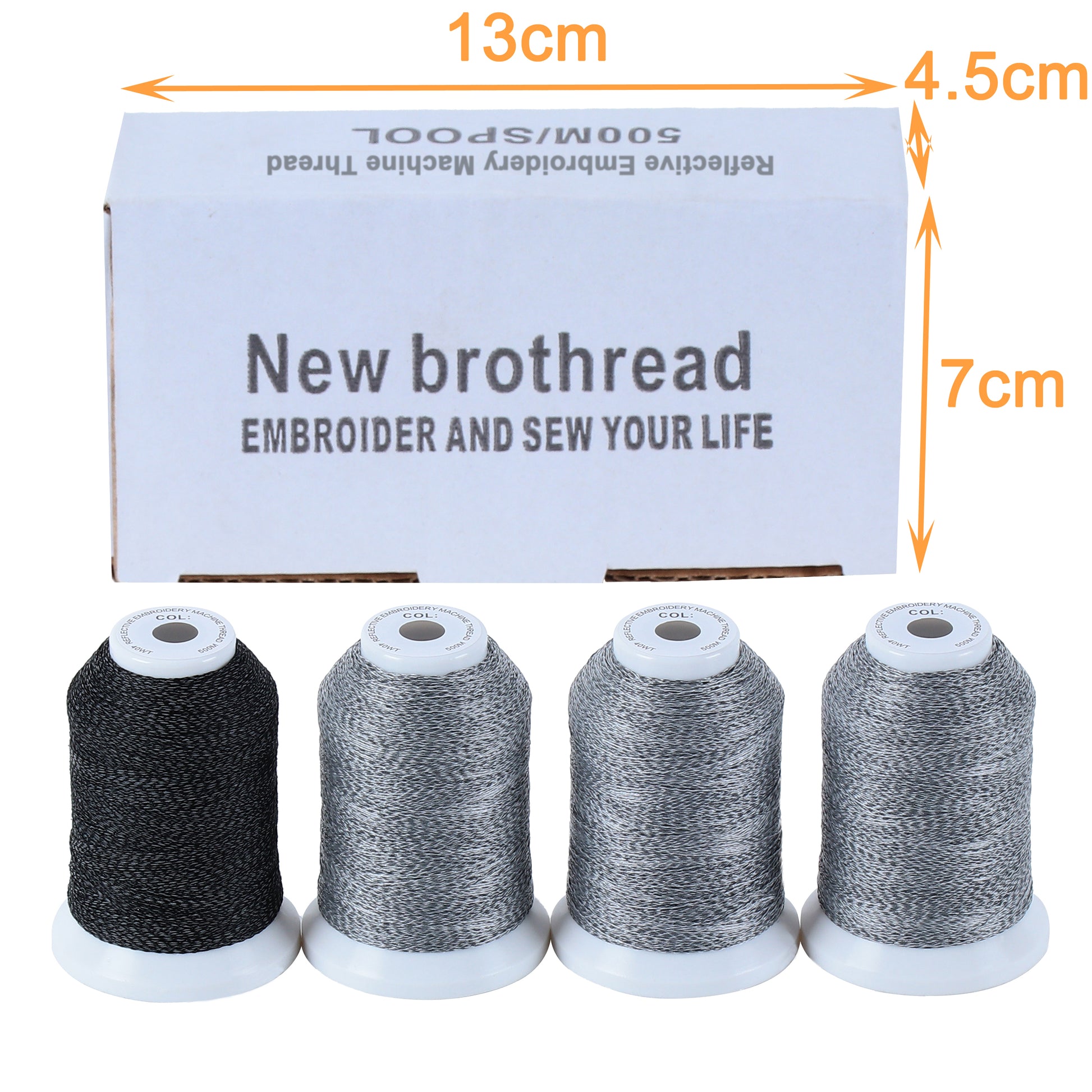 New Brothread 4 Colors Metallic Embroidery Machine Thread Kit 500M