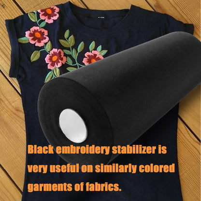 New brothread Black Cut Away Machine Embroidery Stabilizer Backing 12" x 25Yd roll - Medium Weight 2.5 oz