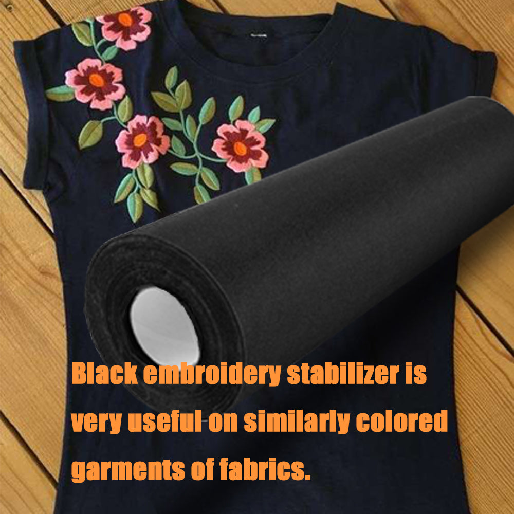 New brothread Black Tear Away Machine Embroidery Stabilizer Backing 12" x 25 Yd roll - Medium Weight 1.8 oz