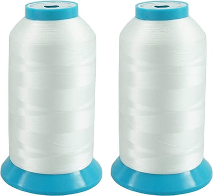 New brothread Set of 2 White Bobbin Thread/Bottom Thread 60WT Huge Spool 5000M (5500Y) for Embroidery and Sewing Machines
