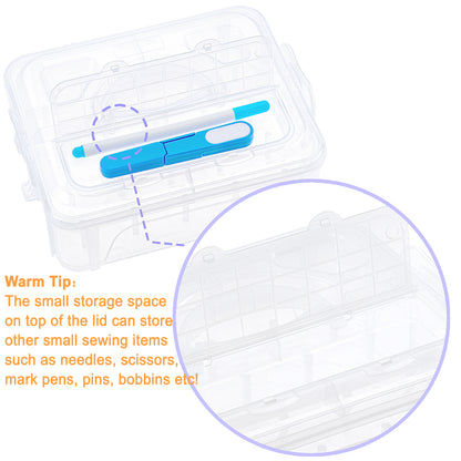 New brothread 2 Layers Stackable Clear Storage Box/Organizer for Holding 40 Spools Home Embroidery & Sewing Thread and Other Embroidery Sewing Crafts (Spool Size Requirement: H≤2.2"; W≤1.69")