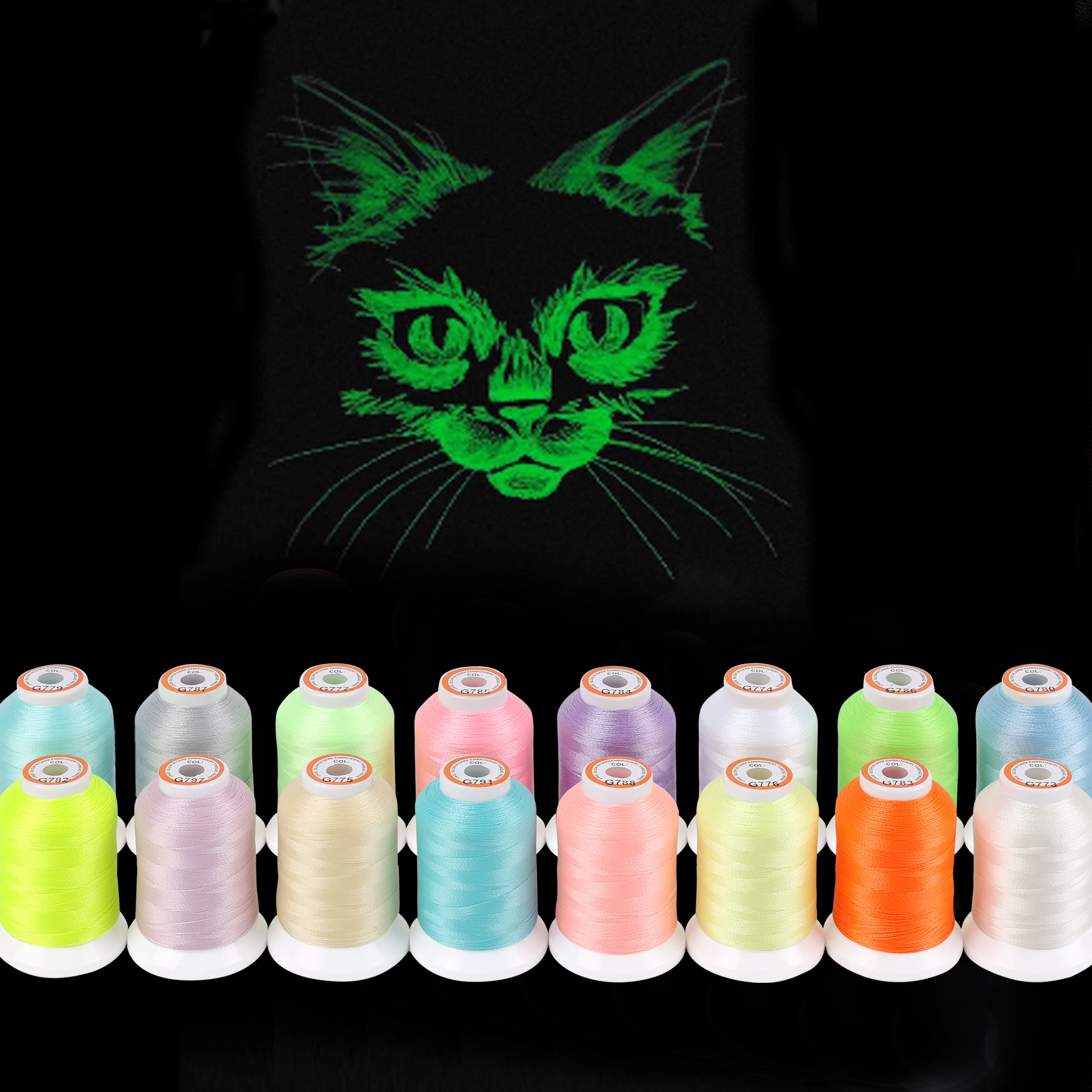 New brothread 16 Colors Luminary Glow in The Dark Embroidery Machine T
