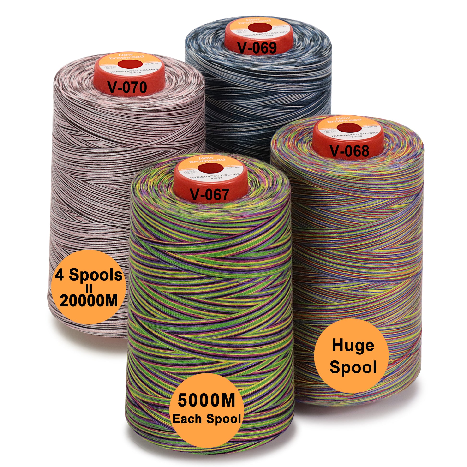 New brothreads - 25 Basic Colors of Huge Spool 5000M Polyester