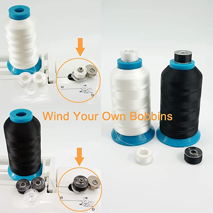 Huge Bobbin Thread for Sewing and Embroidery Machine 2 White Colors Set