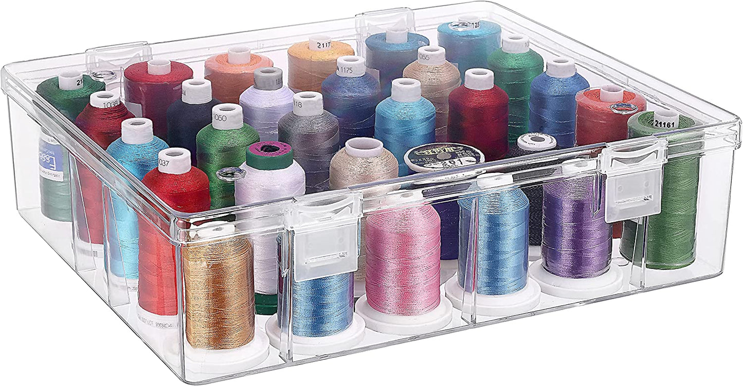 New brothread Tall and Clear Storage Box/Organizer for Holding 30 Spools Home Embroidery & Cotton Thread Spool Compatible with Tall Thread Spool from Isacord/Floriani/Madeira/Glide/RA/ConnectingThread