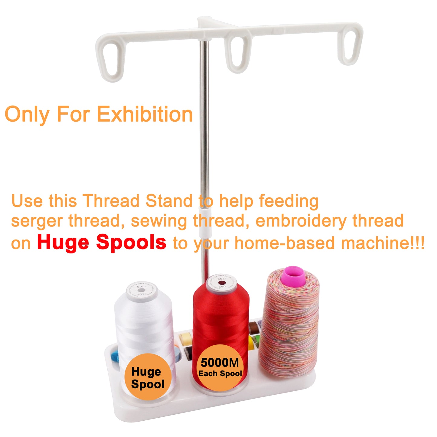 Light Weight Thread Stand -  Spools Holder for Domestic (Home-Base) Embroidery and Sewing Machines