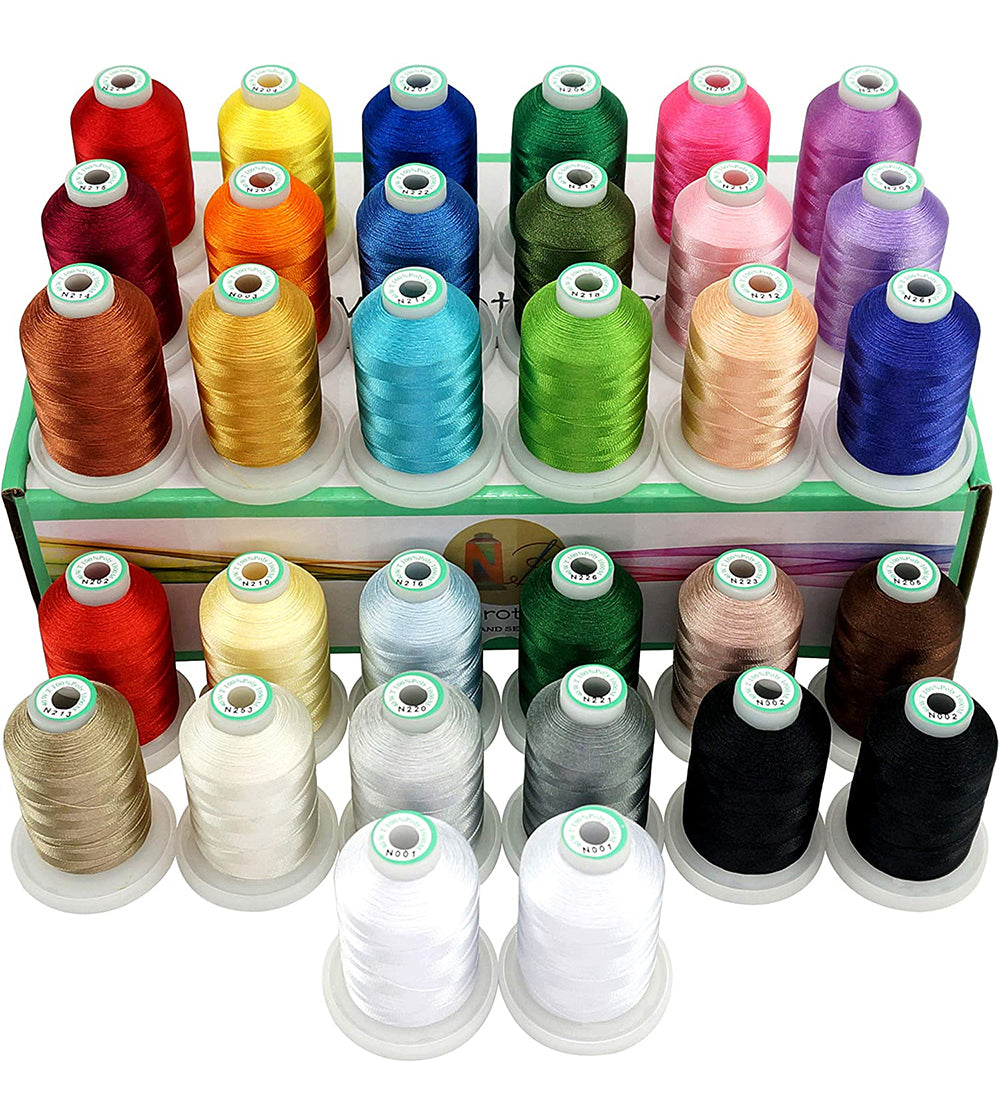 New brothread 32 Spools Polyester Embroidery Machine Thread Kit 1000M (1100Y) Each Spool - Colors Compatible with Janome and Robison-Anton Colors