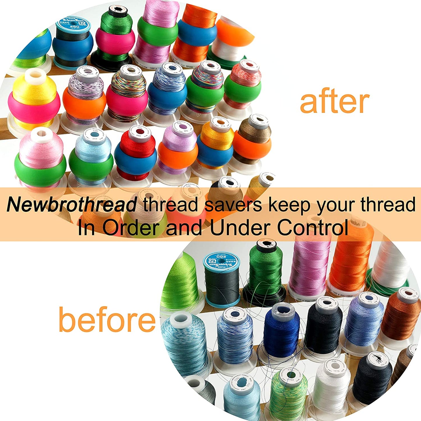 New Brothread Thread Spool Savers/Spool Huggers - Prevent Thread Tails from Unwinding - No Loose Ends for Sewing and Embroidery Machine Thread Spools