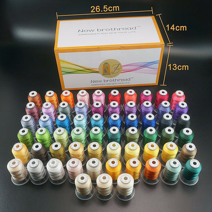 New brothread 63 Colours Polyester Machine Embroidery Thread Kit 500M (550Y) each Spool