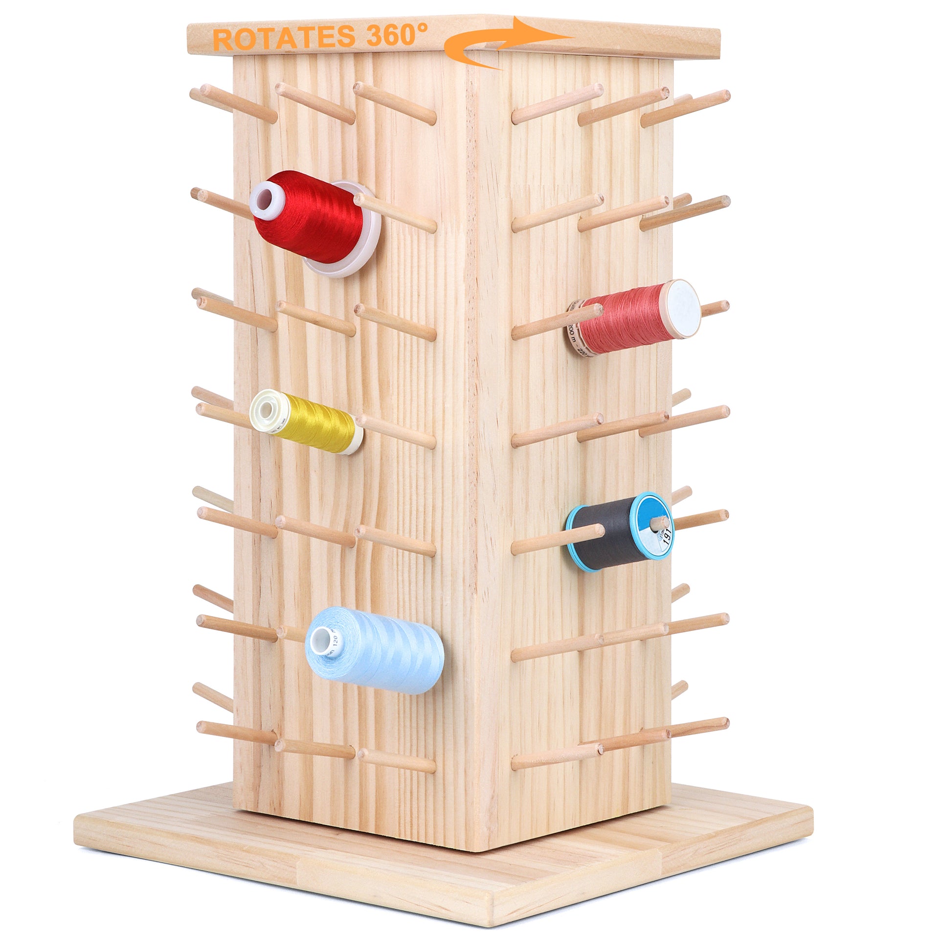 New Brothread 60 Spools Wooden Thread Rack/Thread Holder Organizer with  Hanging Hooks for Embroidery Quilting and Sewing Threads