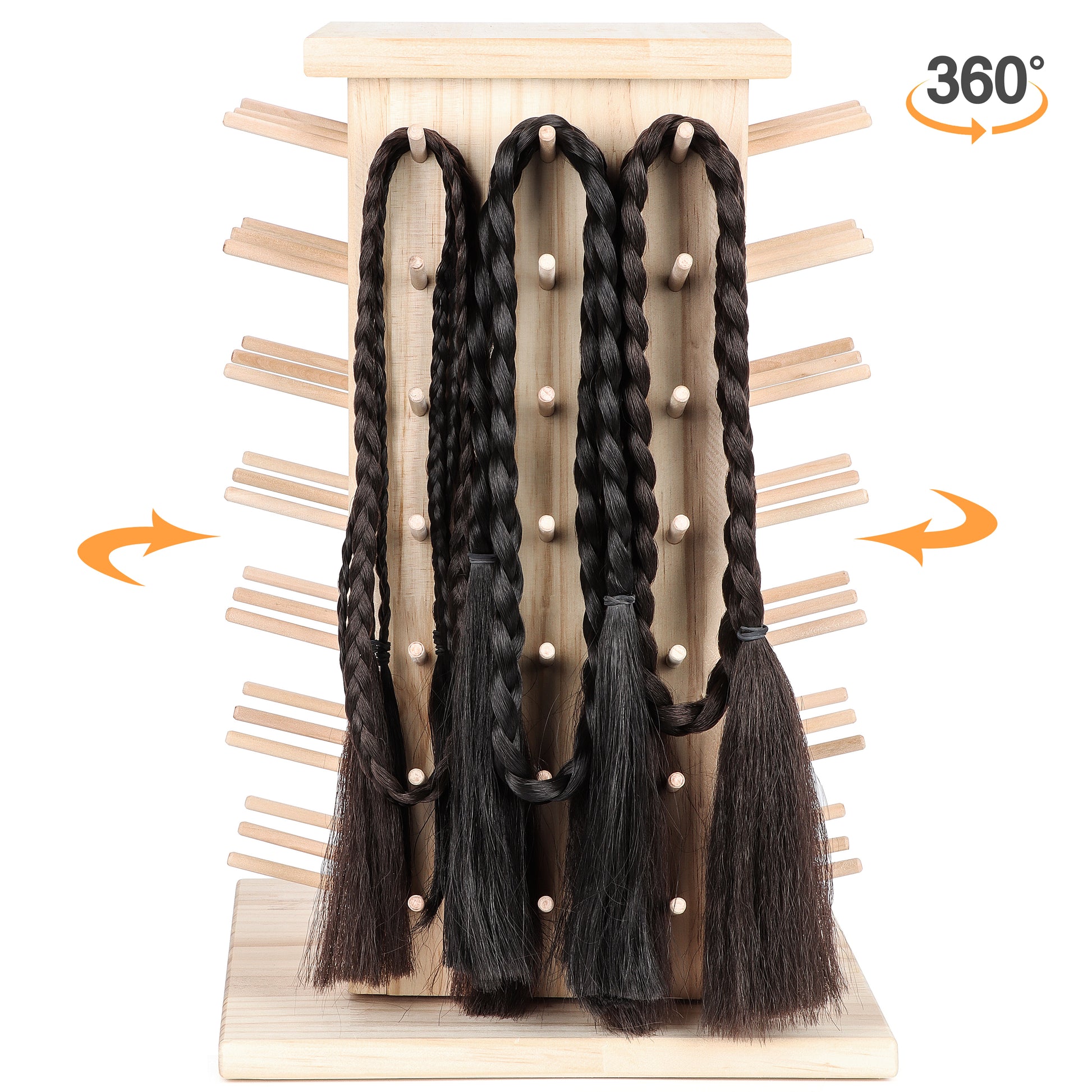 Wooden Hair Extension Holder Braid Rack For Styling 120 Spools