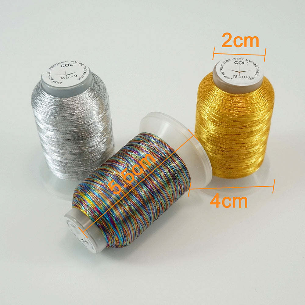 New brothread 4pcs (2 Gold+2 Silver Colors) Metallic Embroidery Machine  Thread Kit 500M (550Y) Each Spool for Computerized Embroidery and  Decorative