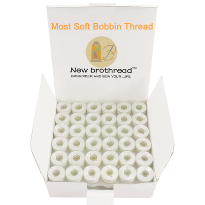 New brothread 144pcs White  60S/2(90WT) Prewound Bobbin Thread Plastic Size L SA155 for Embroidery & Sewing Machine Polyester Thread