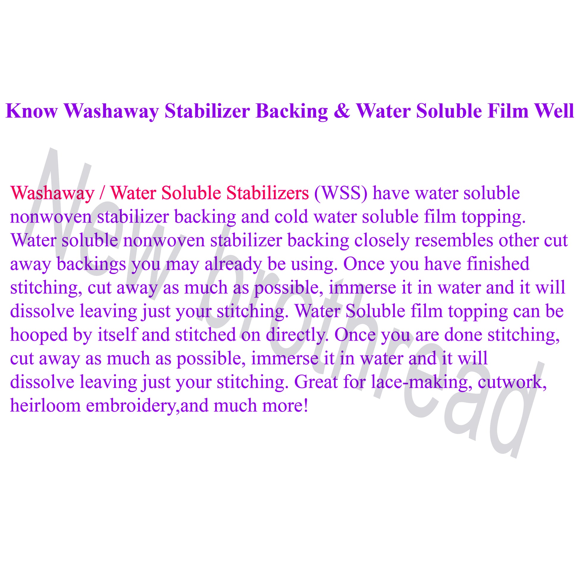  New brothread Wash Away - Water Soluble Machine