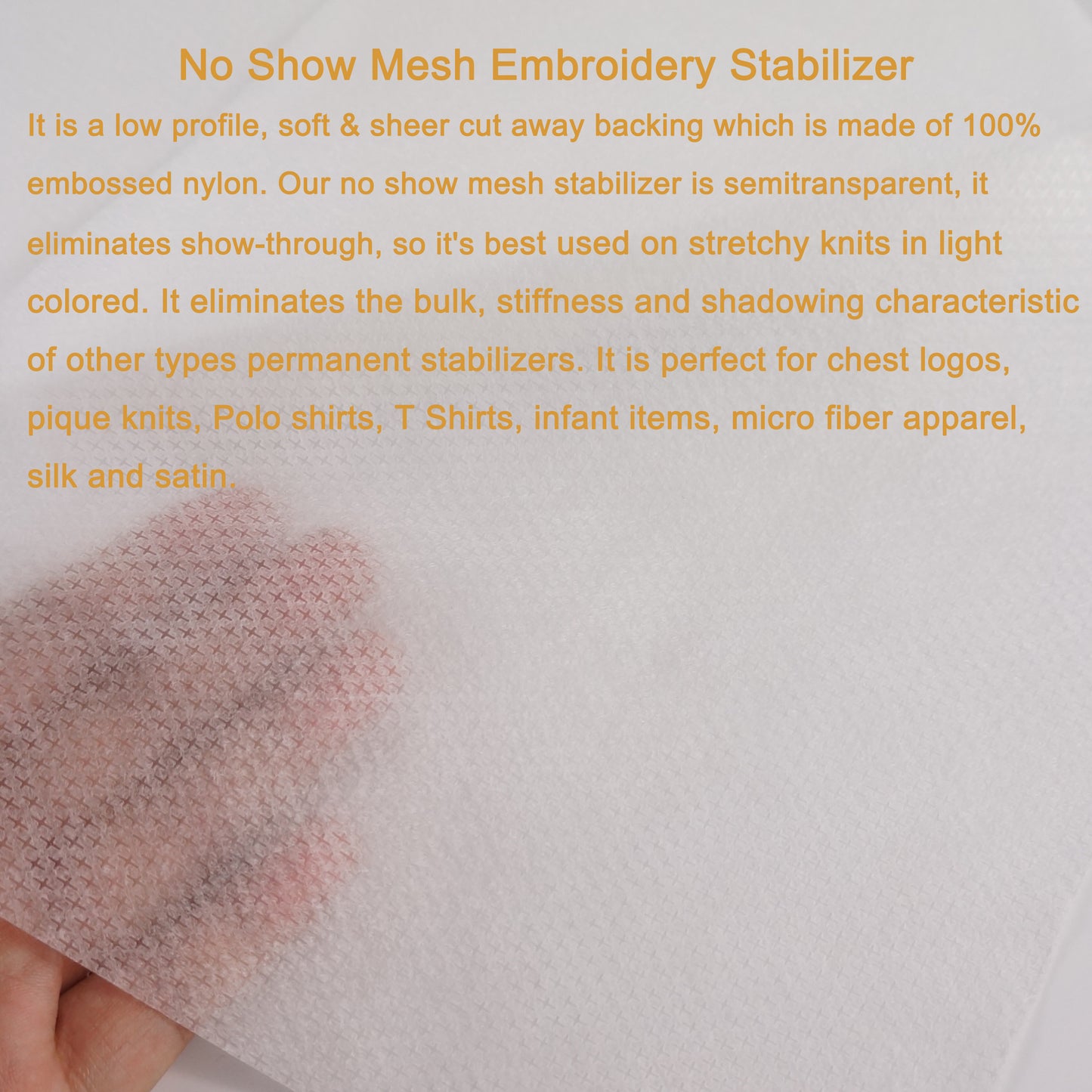 New brothread No Show Mesh Machine Embroidery Stabilizer Backing - Light Weight 1.8 oz