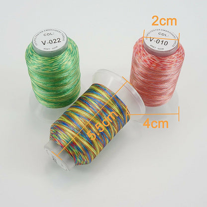 New Brothread 12 Colors Variegated Polyester Embroidery Machine Thread Kit 500M